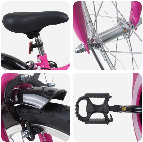 vidaXL - Kinderfiets - 18 - Inch - voor - 5-7 - jaar - oud - Roze - Zwart van VidaXL