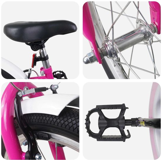 vidaXL - Kinderfiets - 22 - Inch - voor - 7-12 - jaar - oud - Roze - Wit van VidaXL