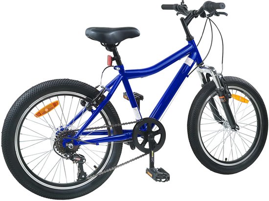 vidaXL - Kinderfiets - 24 - Inch - 6-Speed - voor - 8-12 - jaar - oud - Donkerblauw