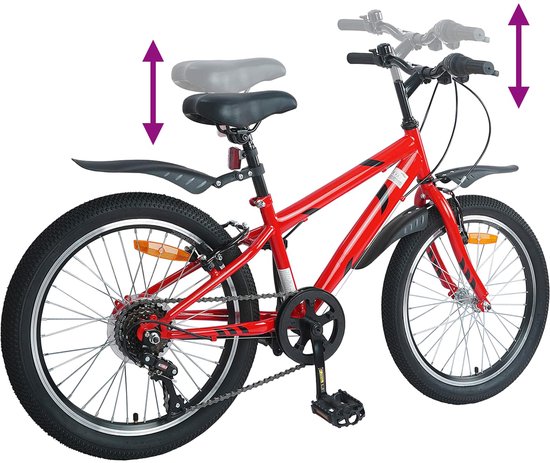 vidaXL - Kinderfiets - 24 - Inch - 6-Speed - voor - 8-12 - jaar - oud - Rood van VidaXL