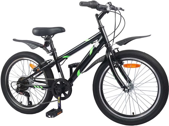 vidaXL - Kinderfiets - 24 - Inch - 6-Speed - voor - 8-12 - jaar - oud - Zwart van Merkloos