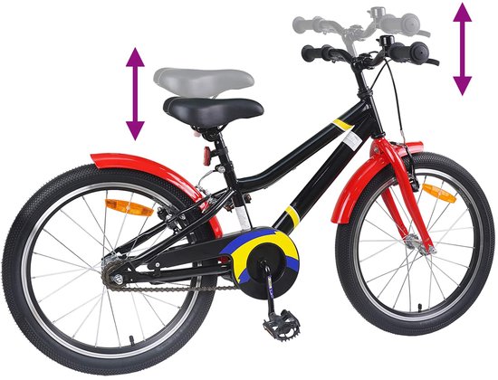 vidaXL - Kinderfiets - 24 - Inch - voor - 8-12 - jaar - oud - Zwart - rood