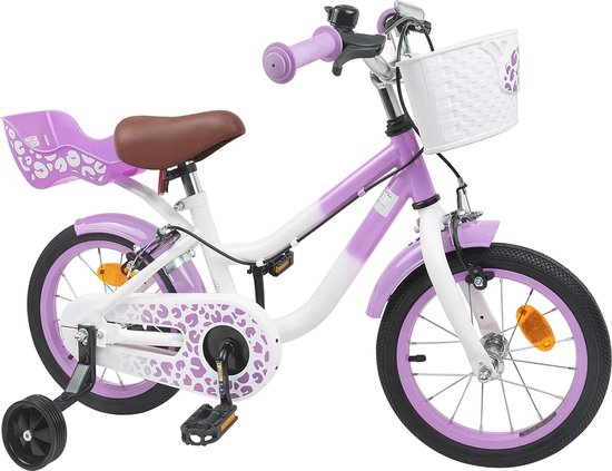vidaXL - Kinderfiets - Met - Zijwieltjes - 14 - Inch - voor - 3-5 - jaar - oud - Paars