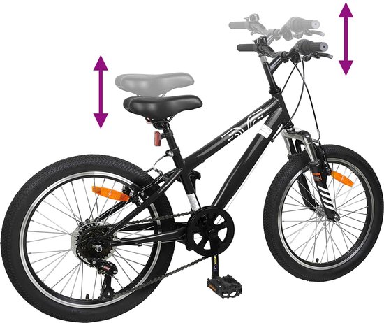 vidaXL - Mountainbike - 20 - Inch - 6-Snelheid - voor - 5-8 - jaar - oud - Zwart van VidaXL
