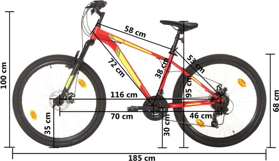 vidaXL - Mountainbike - 21 - versnellingen - 27,5 - inch - wielen - 38 - cm - frame - rood van vidaXL