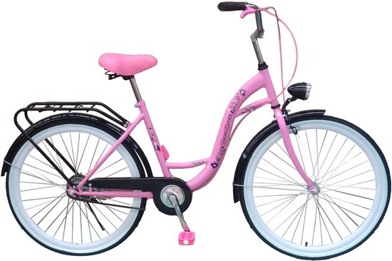 Viking Choice Meisjesfiets 26 inch - Roze Stadsfiets - Staal Frame 17 inch - 1 Versnelling van Viking Choice
