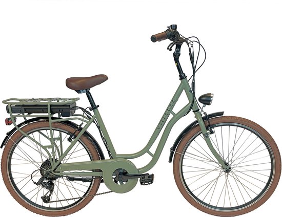 Villette Vintage retro elektrische fiets groen van Merkloos