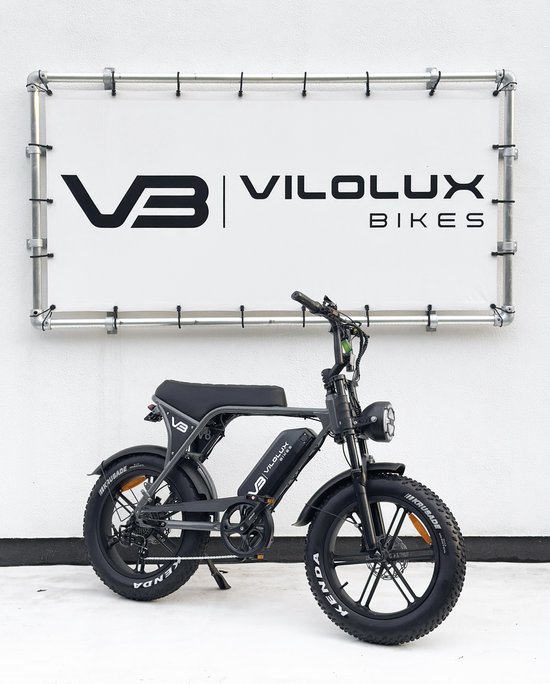 Vilolux® Fatbike electrisch - Fatbike C80 - GREY - Legaal - Rijklaar geleverd - Niet opvoerbare fatbike - 2 Jaar garantie - Hydraulische remmen - Alarm - Telefoontasje - Full Color LCD Display van Merkloos