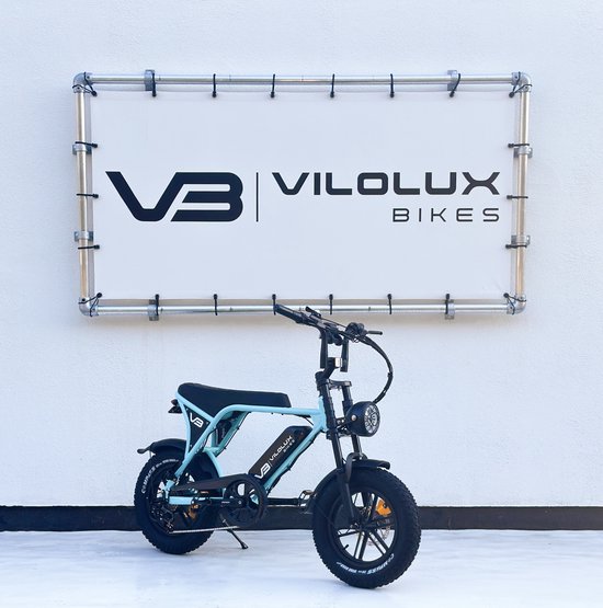 Vilolux® Fatbike electrisch - Fatbike C80 Mini - 2025 Model - Legaal - Rijklaar geleverd - 16 inch - Niet opvoerbare fatbikes - 2 Jaar garantie - Hydraulische remmen - Alarm - Light blue van Vilolux