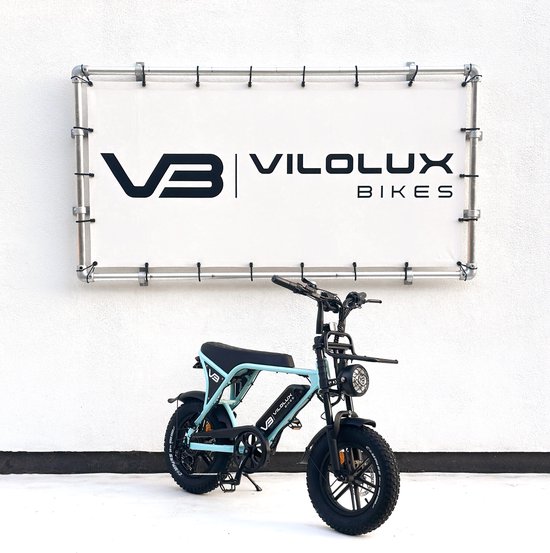 Vilolux® Fatbike electrisch - Fatbike C80 Mini - voorrek - 2025 Model - Legaal - Rijklaar geleverd - 16 inch - Niet opvoerbare fatbikes - 2 Jaar garantie - Hydraulische remmen - Alarm - Licht blauw van Vilolux