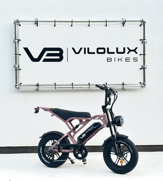 Vilolux® Fatbike electrisch - Fatbike V20 Mini - 2025 Model - Legaal - Rijklaar geleverd - 16 inch - Niet opvoerbare fatbikes - 2 Jaar garantie - Telefoontasje - Hydraulische remmen - Alarm - Rose Gold van Vilolux