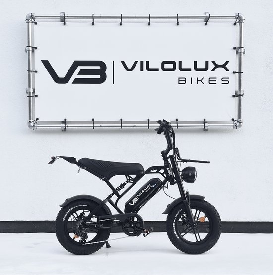Vilolux Fatbike electrisch - Fatbike V20 Mini - ZWART - Voorrek - Legaal - Rijklaar geleverd - 16 Inch - 2 Jaar garantie - Telefoontasje - Hydraulische remmen - 7 versnellingen - Alarm
