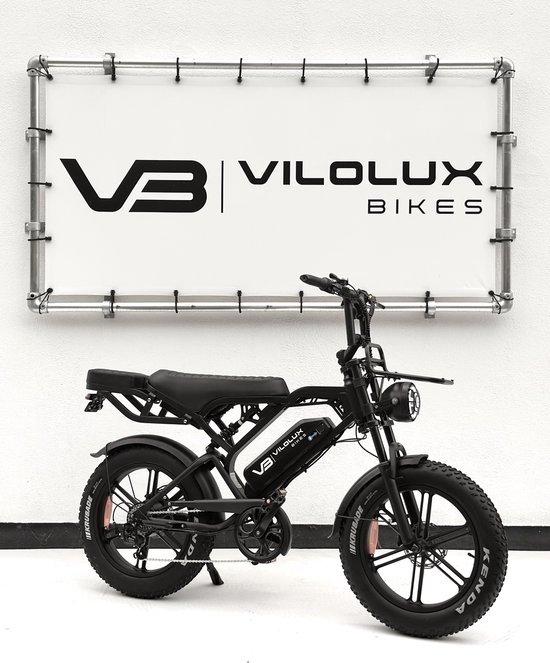 Vilolux® Fatbike electrisch - Fatbike - V20 PRO - 2025 Model - Achterzit - Voorrek - Legaal - Rijklaar geleverd - 2 Jaar garantie - Telefoontasje - Hydraulische remmen - Alarm - Zwart van Merkloos