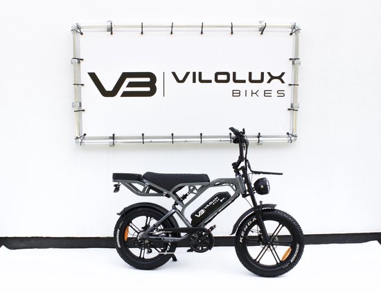 Vilolux Fatbike electrisch - Fatbike V20 PRO - DARK GREY - Achterzit - voorrek - Legaal - Rijklaar geleverd - Niet opvoerbare fatbikes - 2 Jaar garantie - Telefoontasje - Hydraulische Remmen - Alarm - Voetsteunen - Legaal van Vilolux