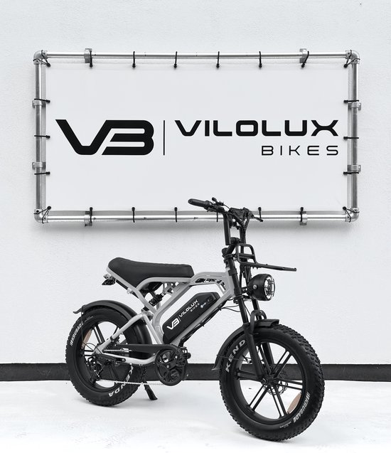 Vilolux® Fatbike electrisch - Fatbike V20 PRO - NARDO GREY - Voorrek - Legaal - Rijklaar geleverd - 2 Jaar garantie - Telefoontasje - Hydraulische remmen - Alarm