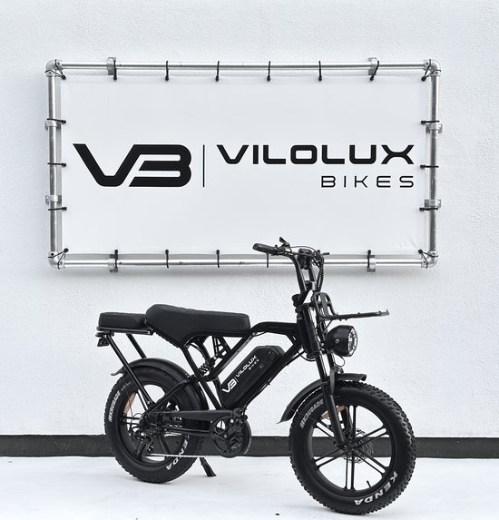 Vilolux Fatbike electrisch - Fatbike - X80 PRO - V20 design - Achterzit - Voorrek - Legaal - Rijklaar geleverd - 2 Jaar garantie - Telefoontasje - Hydraulische remmen - Alarm - NFC Key unlock - GPS - Zwart