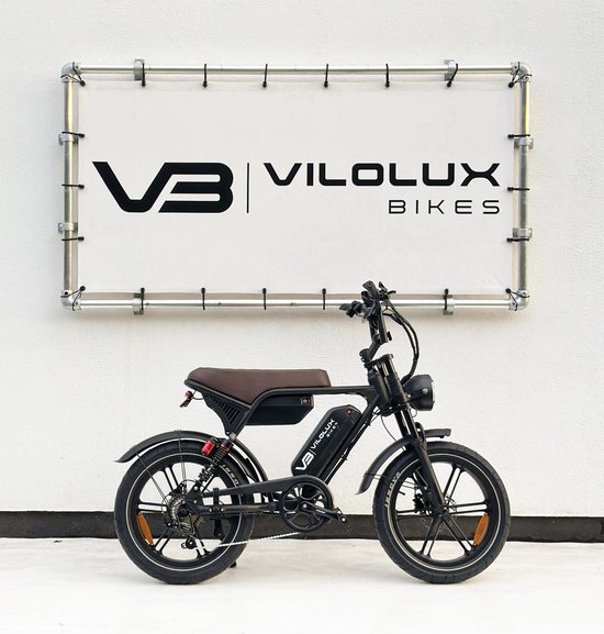 Vilolux® Fatbike electrisch Ultra - Dubbele accu - Bruin zadel - Legaal - Rijklaar - Niet opvoerbare fatbikes - Groot LCD display - NFC vergrendeling - 2 Jaar garantie - Hydraulische remmen - Alarm - City Banden van Merkloos