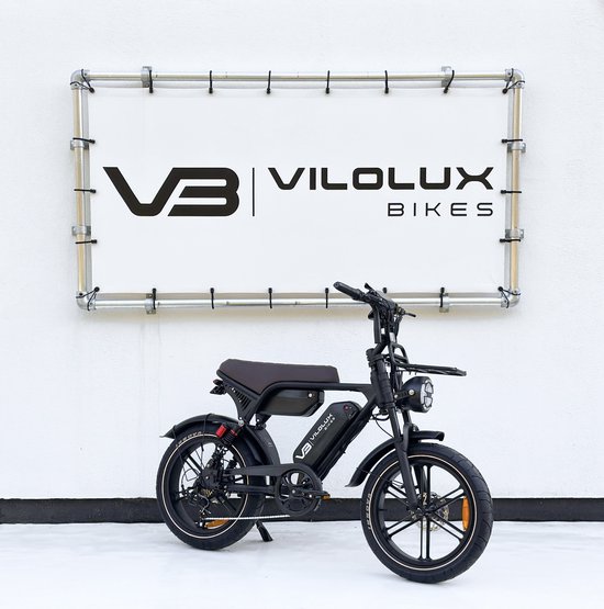 Vilolux® Fatbike electrisch Ultra - Dubbele accu - Voorrek - Bruin zadel - Legaal - Rijklaar - Niet opvoerbare fatbikes - Groot LCD display - NFC vergrendeling - 2 Jaar garantie - Hydraulische remmen - Alarm - City Banden van Merkloos