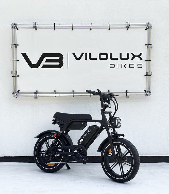 Vilolux® Fatbike electrisch Ultra - Dubbele accu - Zwart zadel - Legaal - Rijklaar - Niet opvoerbare fatbikes - Groot LCD display - NFC vergrendeling - 2 Jaar garantie - Hydraulische remmen - Alarm - City Banden van Merkloos