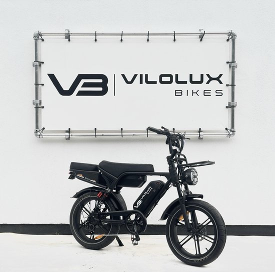 Vilolux® Fatbike electrisch Ultra - Dubbele accu - Zwart zadel - voorrek - achterzit - Legaal - Rijklaar - Niet opvoerbare fatbikes - Groot LCD display - NFC vergrendeling - 2 Jaar garantie - Hydraulische remmen - Alarm - City Banden van Merkloos