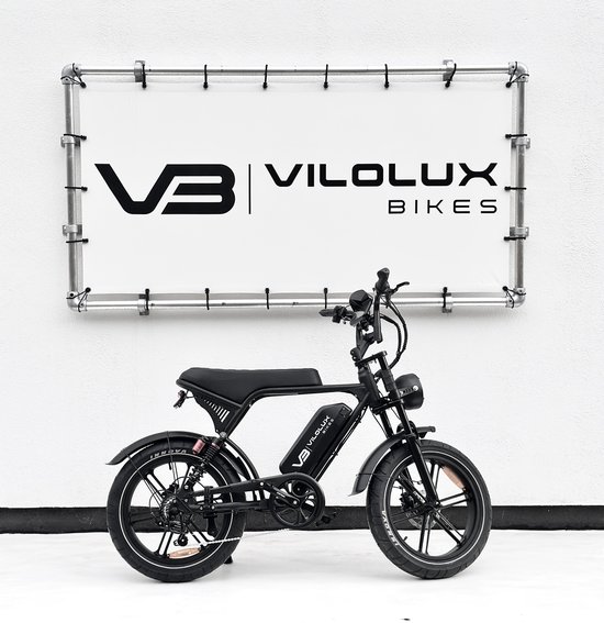Vilolux® Fatbike elektrisch Ultra - Legaal - Achterzit - Rijklaar - Niet opvoerbare fatbikes - 2 Jaar garantie - Hydraulische remmen - Alarm - Groot LCD Display - NFC vergrendeling - Zwart - City banden van Merkloos