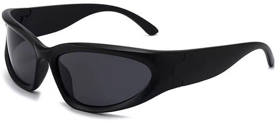 Vintage wikkelzonnebril - ovale zonnebril Futuristisch Y2k sportbril zilver voor heren dames UV400 van Merkloos