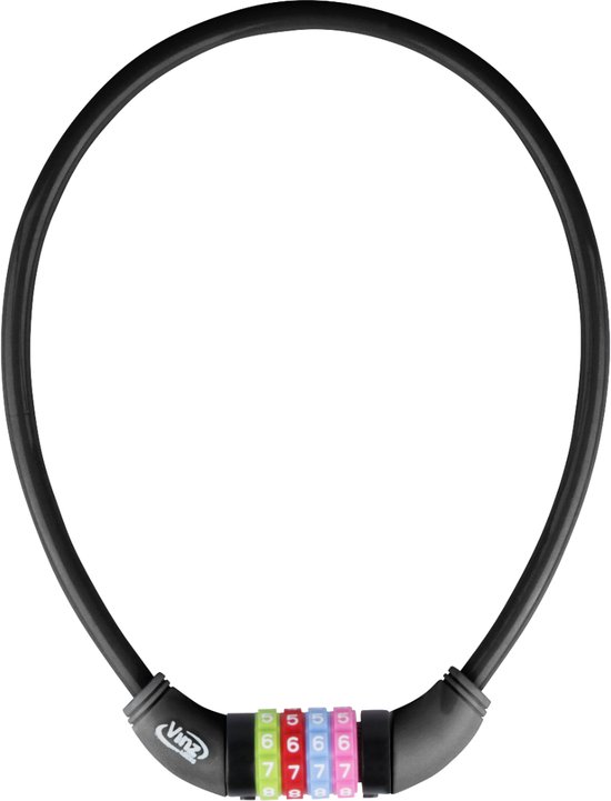 VINZ Baker Kinderfiets Kabelslot / Combinatieslot / Cijferslot Zwart 10mm - 65cm van VINZ