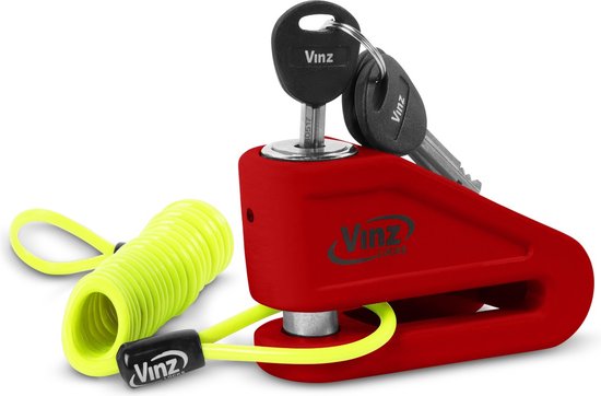 VINZ Baretti Schijfremslot / Motorslot / Scooterslot ART4 - Rood van VINZ