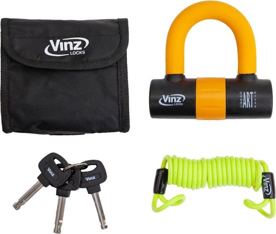 VINZ Dinara Schijfremslot / Motorslot / Scooterslot ART4 - Oranje van VINZ