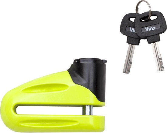 VINZ Eiger Schijfremslot / Remschijfslot / Motorslot / Scooterslot 10 mm - Geel van VINZ