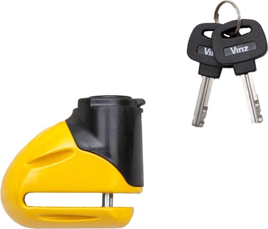 VINZ Eiger Schijfremslot / Remschijfslot / Motorslot / Scooterslot 5,5 mm - Geel van VINZ