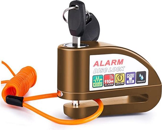 VINZ Elbroes Schijfremslot Alarm / Remschijfslot met alarm – 6 mm - Brons van VINZ