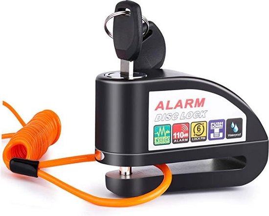 VINZ Elbroes Schijfremslot Alarm / Remschijfslot met alarm – 6 mm - Zwart van VINZ