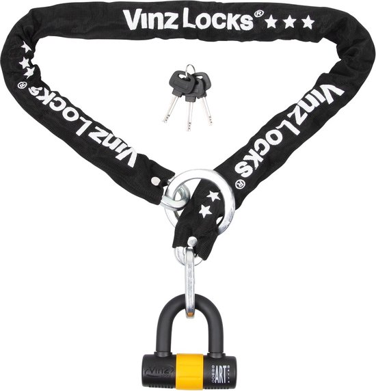 VINZ Kungur ART 3 Kettingslot 200 cm / Fietsslot / Scooterslot / Motorslot / Schijfremslot van VINZ