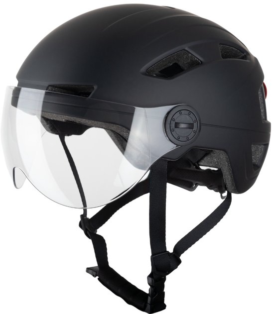 VINZ Munda Speed Pedelec Helm - E-bike & Snorscooter - LED licht - NTA 8776 Gekeurd - S,M,L,XL - Mat Zwart van VINZ
