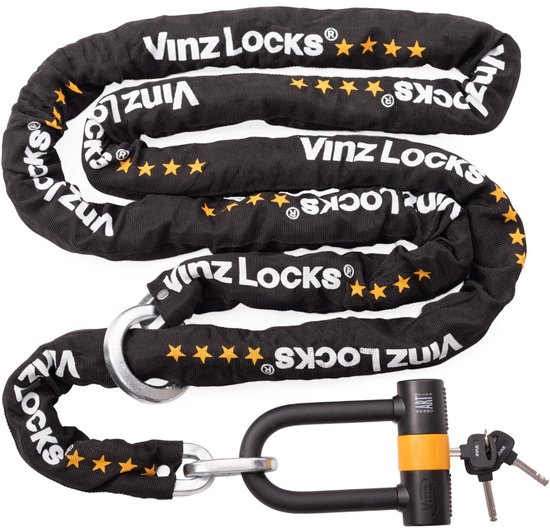 VINZ Oyu ART 4 Motorslot / Bootslot | Extra Lang Kettingslot met Loop en extra groot Beugelslot | 3 sleutels | ART Goedgekeurd Slot voor Motor Scooter Boot - 300 cm van Merkloos