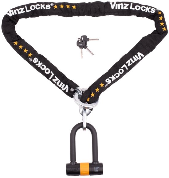 VINZ Oyu ART 4 Motorslot / Scooterslot | Kettingslot met Loop en extra groot Beugelslot | 3 sleutels | ART Goedgekeurd Slot voor Motor Scooter Brommer - 200 cm van Merkloos