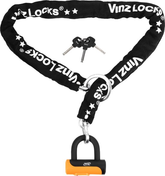 VINZ Tibba ART 2 Fatbike Slot / Fietsslot / Kettingslot met Padlock / E-bike slot - 120cm van VINZ