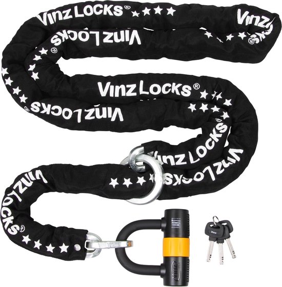 VINZ Trivor ART 4 Kettingslot - 300 cm Motorslot van Gehard Staal met Ring / Scooterslot met Hangslot / Bootslot 3 meter /Schijfremslot van VINZ