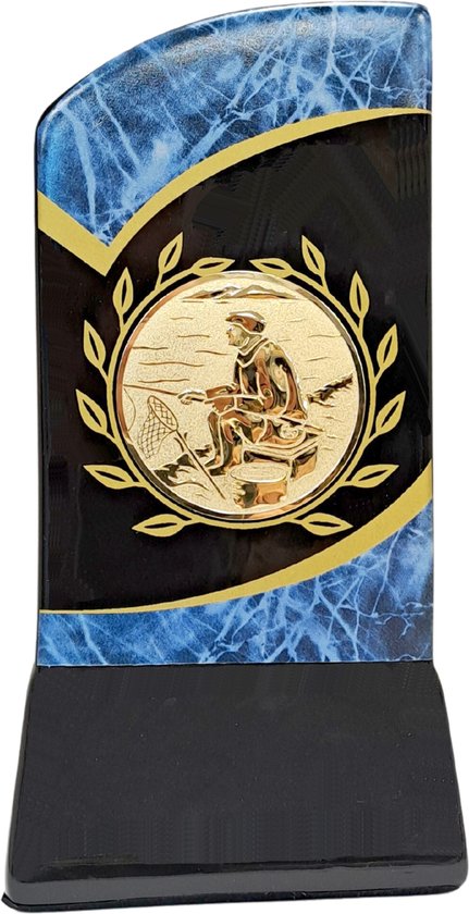 Vistrofee Cesar 18 cm Vissen Luxe Vistrofee Keramiek Goud Blauw Visbeker Prijs Witviswedstrijd van Vistrofee