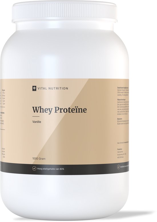 Vital Nutrition Whey Proteïne - Eiwitgehalte tot 82% - Eiwitblend: concentraat, isolaat en hydrolisaat - 1000 gram - Vanille