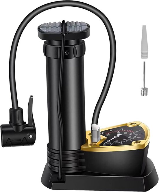 Voetpomp - Bandencompressor - Banden Oppompen - Met Manometer - Compact - Grijs