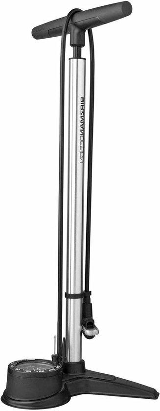 Voetpomp - Fietspomp vloer - Fietsbanden oppompen - Halo-kop systeem - 160 psi - Zilver