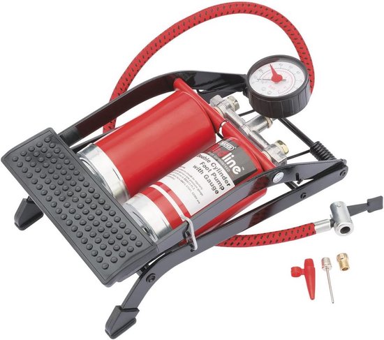 Voetpomp met dubbele cilinder en manometer - Draagbare pomp voor fiets, auto, luchtbed en zwembad