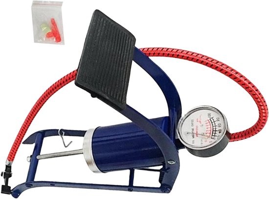Voetpomp met Manometer - Fiets pomp - Banden Oppompen - Dubbele Ventielkop - 24.6 x 9.5 x 7.9 cm - Meerkleurig