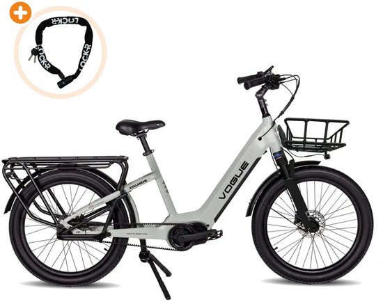 VOGUE Avalanche - Elektrische Longtail - 250W motor - Actieradius tot 70 km - Hydraulische schijfremmen - Lage instap - Voorvering - Matt Cool Grey