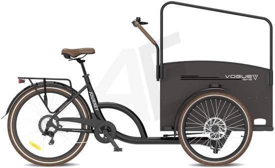 Vogue Bakfiets E-Cargo Journey-S 7DR met Hydraulische Remmen - Zwart van Merkloos