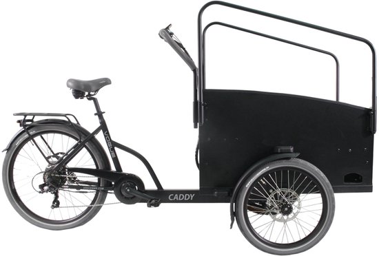 Vogue Caddy - Elektrische Bakfiets - Mat Zwart - Grijze Accenten - Accu 468Wh (36V, 13Ah) - Bafang Achterwielmotor - Shimano 7 Versnellingen - Hydraulische Remmen van Vogue