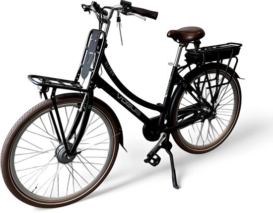 Vogue Elite Elektrische Fiets 3 versnellingen 13Ah 50cm E-bike - Mat zwart met bruine accenten
