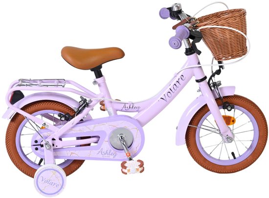 Volare Ashley Kinderfiets - Meisjes - 12 inch - Lila - Twee handremmen van Volare